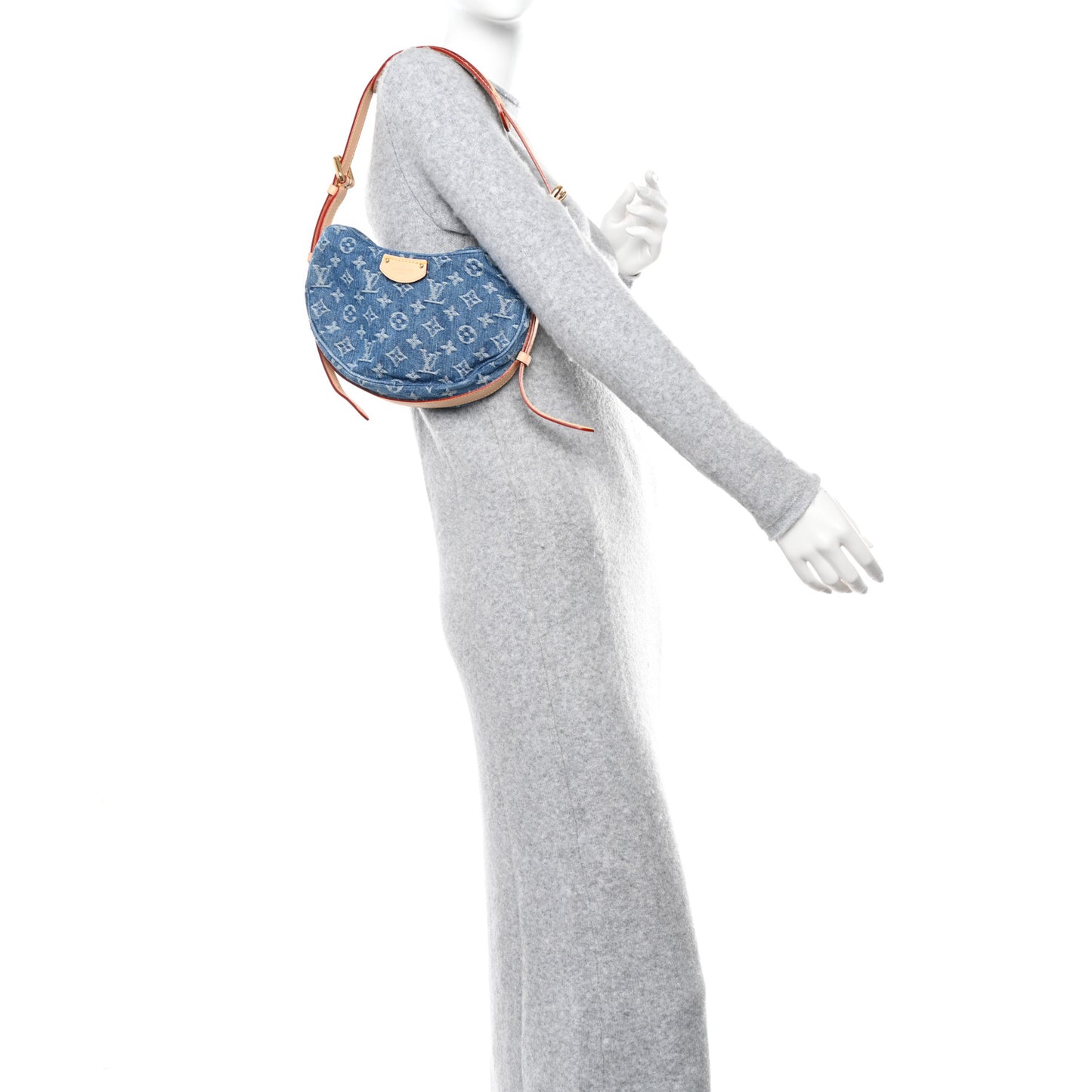 Monogram Denim Croissant MM Blue