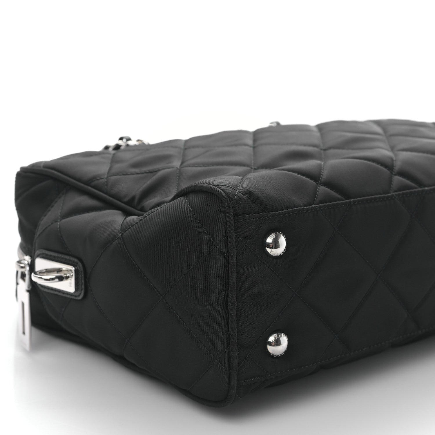 Prada Nylon Tessuto Impuntu Quilted Shoulder Bag Black 7 of 8