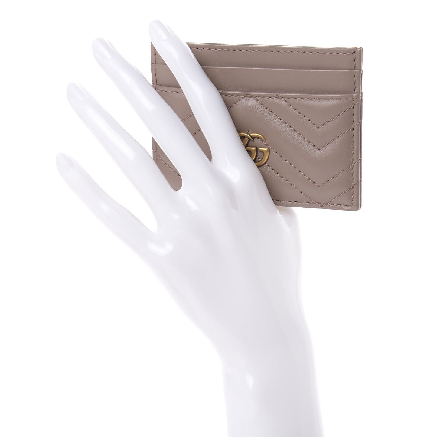 Calfskin Matelasse GG Marmont Card Holder Porcelain Rose