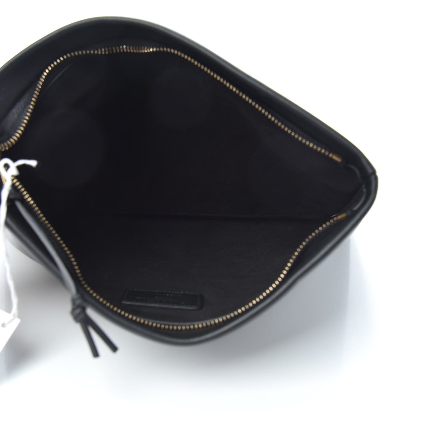 Calfskin Embossed Logo Zip Clutch Black