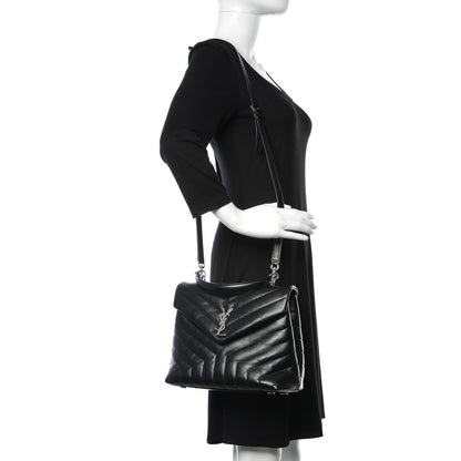 Saint Laurent Calfskin Y Quilted Monogram Medium Loulou Satchel Black 2 of 10