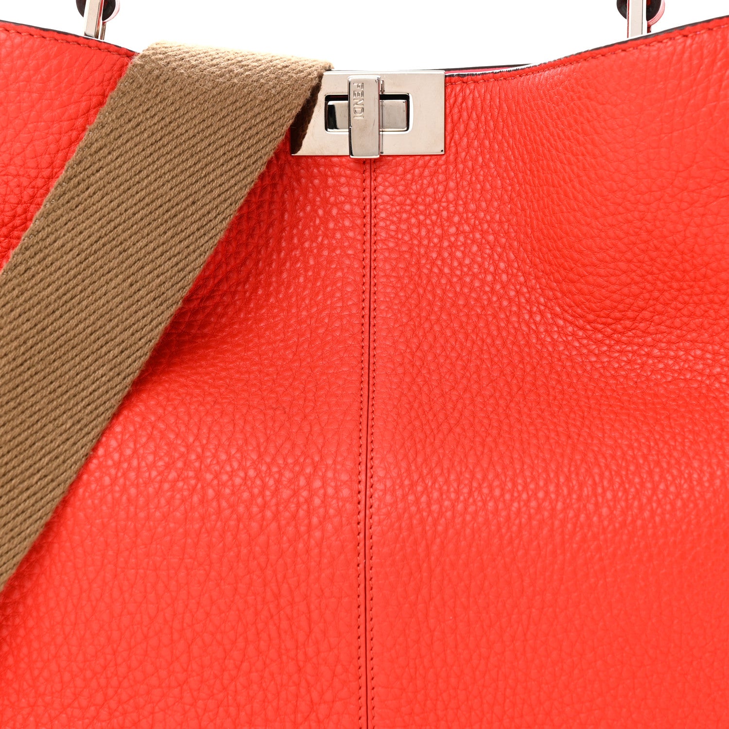 Fendi Cuoio Romano Selleria Medium Peekaboo X-Lite Fiamma Rosso 7 of 12