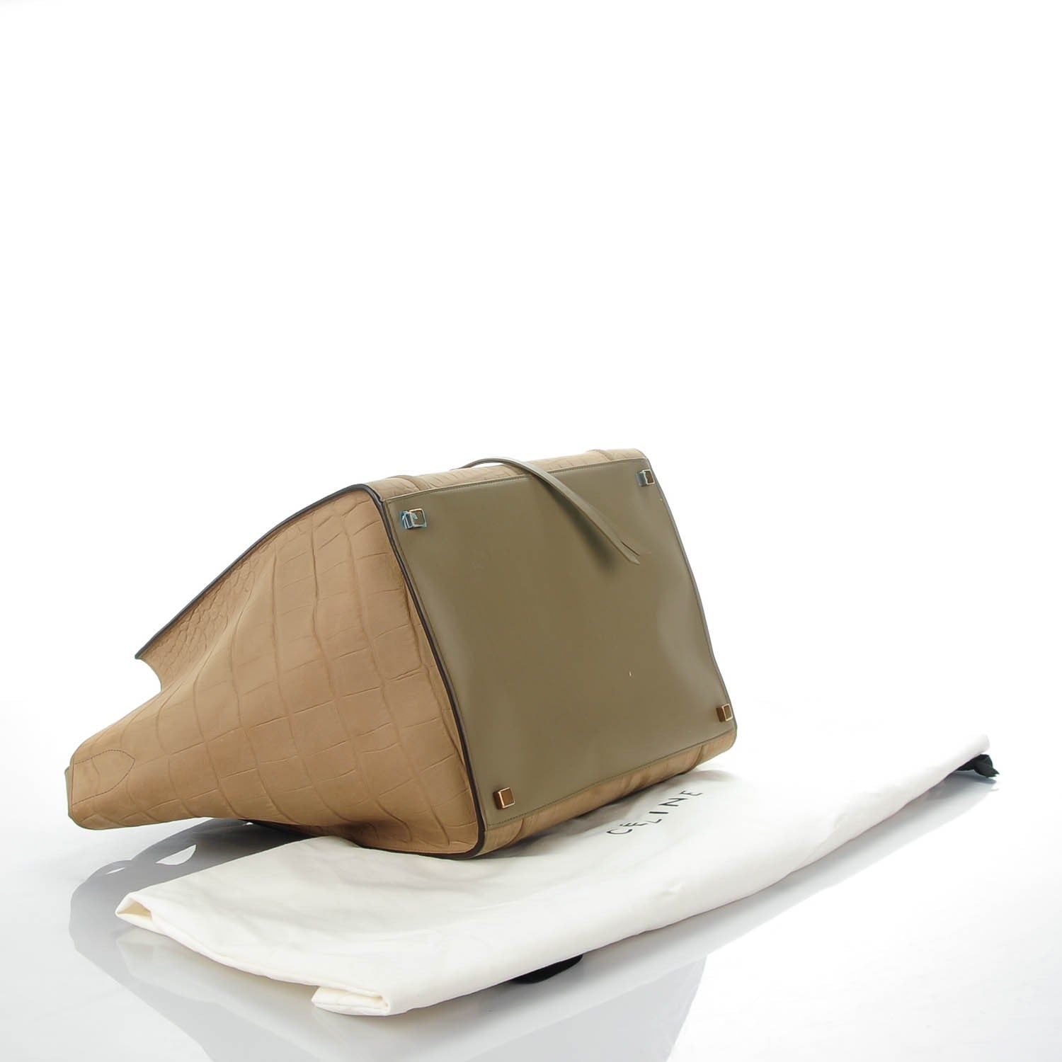 Celine Crocodile Embossed Nubuck Medium Phantom Luggage Beige 4 of 8