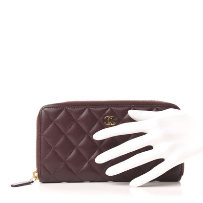Chanel Lambskin Quilted Large Gusset Zip Around Wallet Burgundy 2 of 7