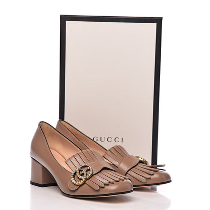 Gucci Malaga Kid Pearly GG Marmont Fringe 50mm Loafer Pumps 38.5 Porcelain Rose 10 of 10