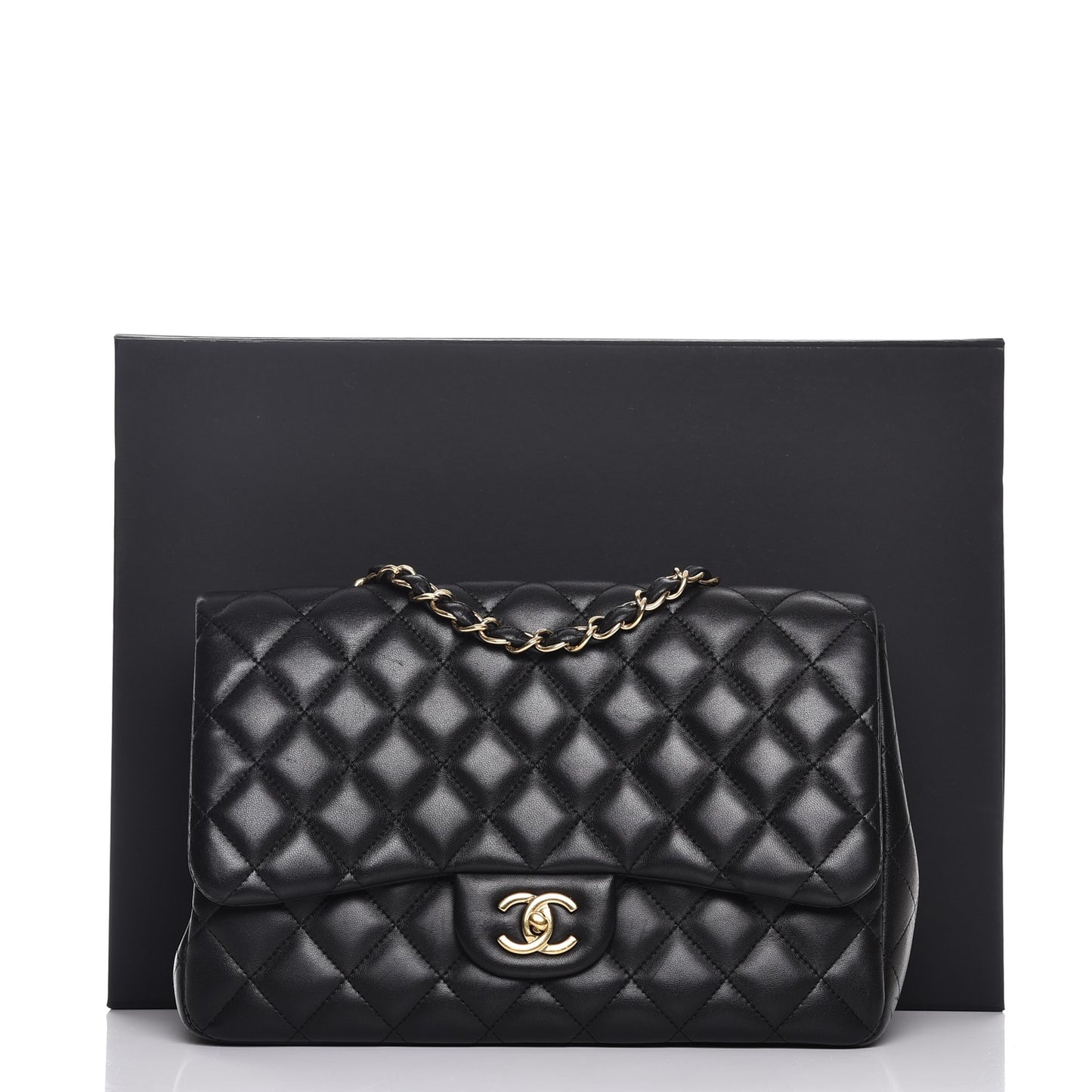 Lambskin Quilted Jumbo Single Flap Black