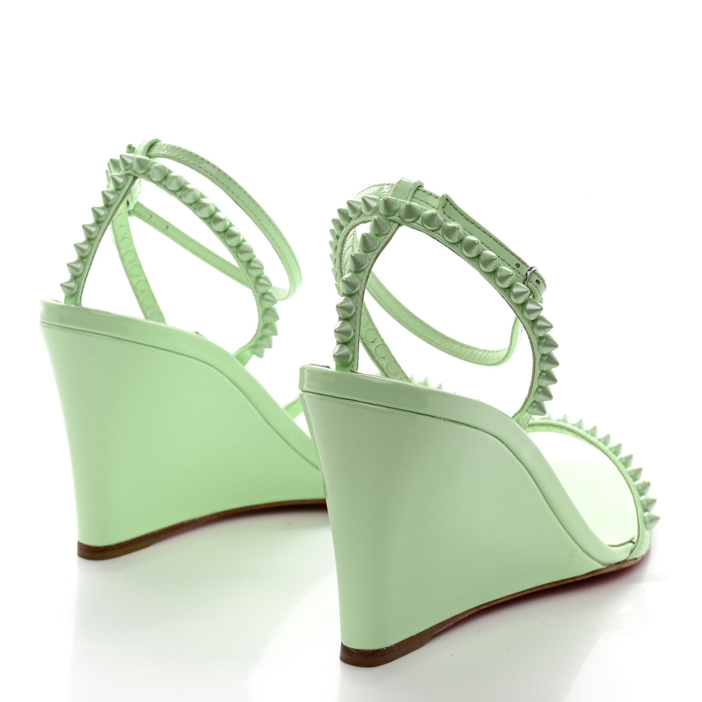 Patent Calfskin So Me Spike 85 Wedge Sandals 38 Studio Green