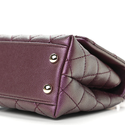 Chanel Iridescent Caviar Quilted Extra Mini Coco Handle Flap Purple 10 of 10