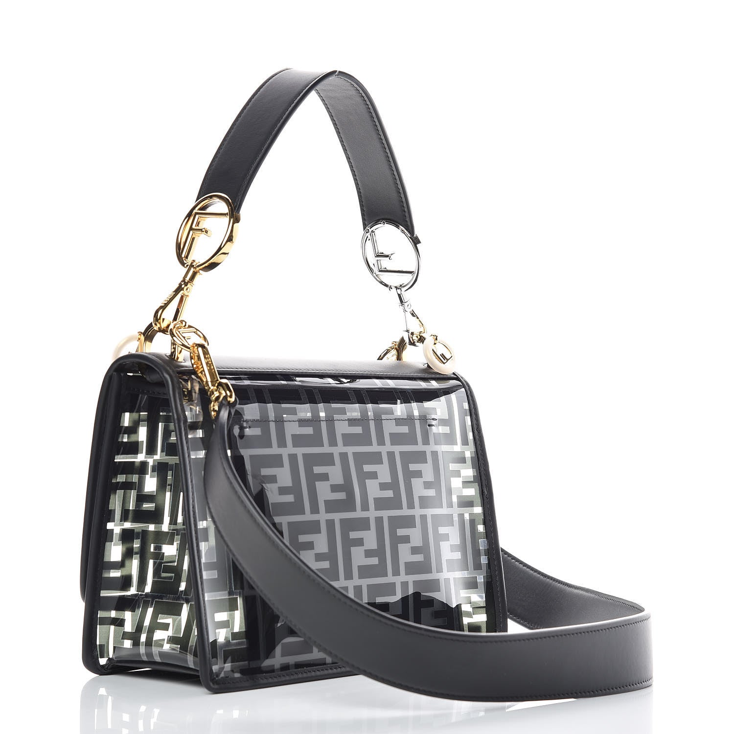 Fendi TPU FF Vitello Century F is Fendi Kan I Shoulder Bag Black 3 of 8