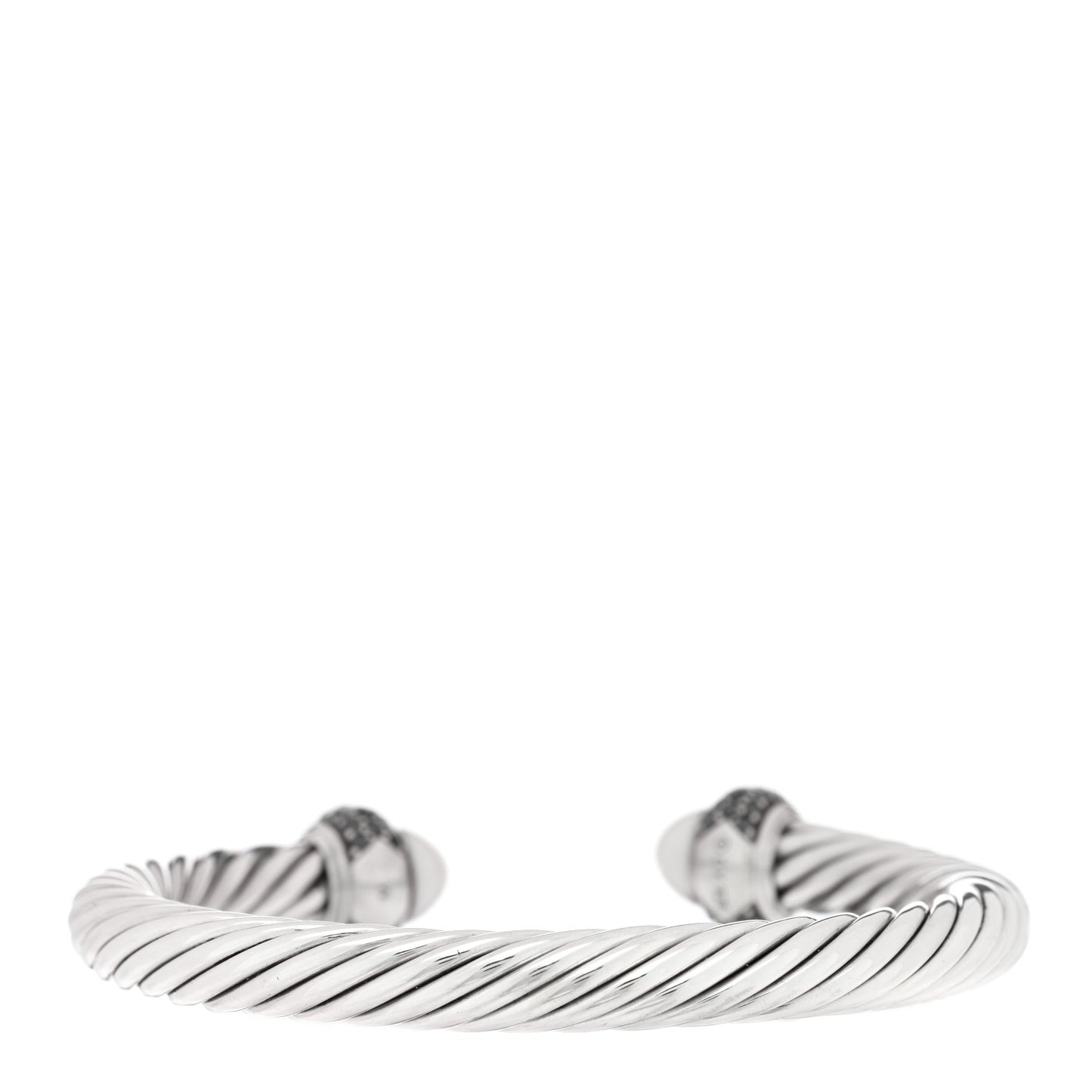 Sterling Silver Black Diamond White Agate 7mm Cable Classics Bracelet