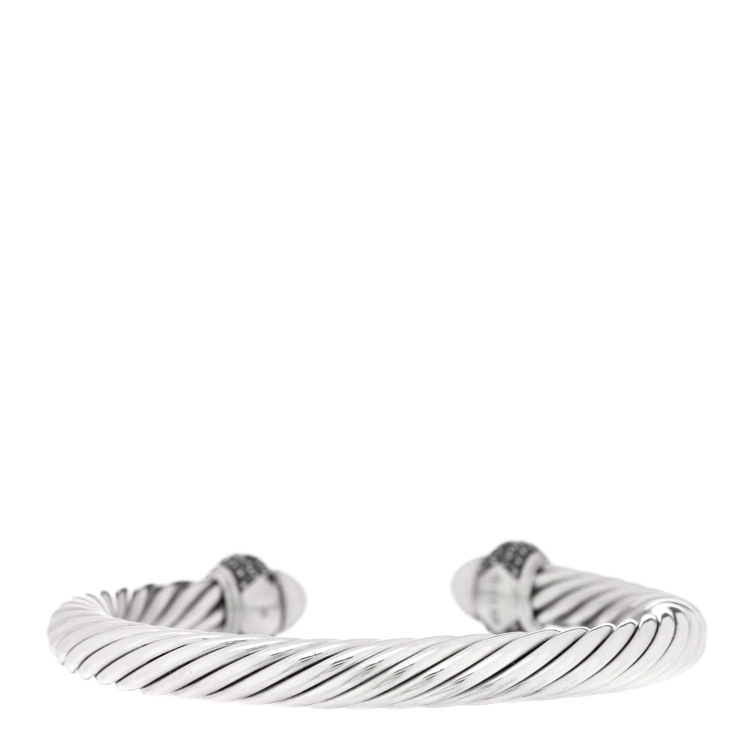 David Yurman Sterling Silver Black Diamond White Agate 7mm Cable Classics Bracelet 2 of 3