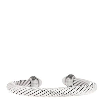 David Yurman Sterling Silver Black Diamond White Agate 7mm Cable Classics Bracelet 2 of 3