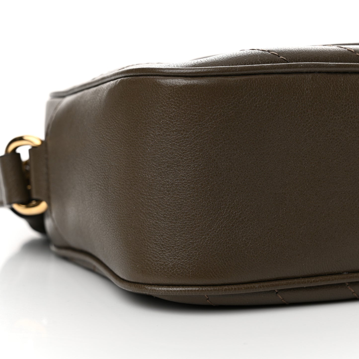 Sakai Be Green Calfskin Diagonal Stitched Small Blondie Shoulder Bag Craclet Brown