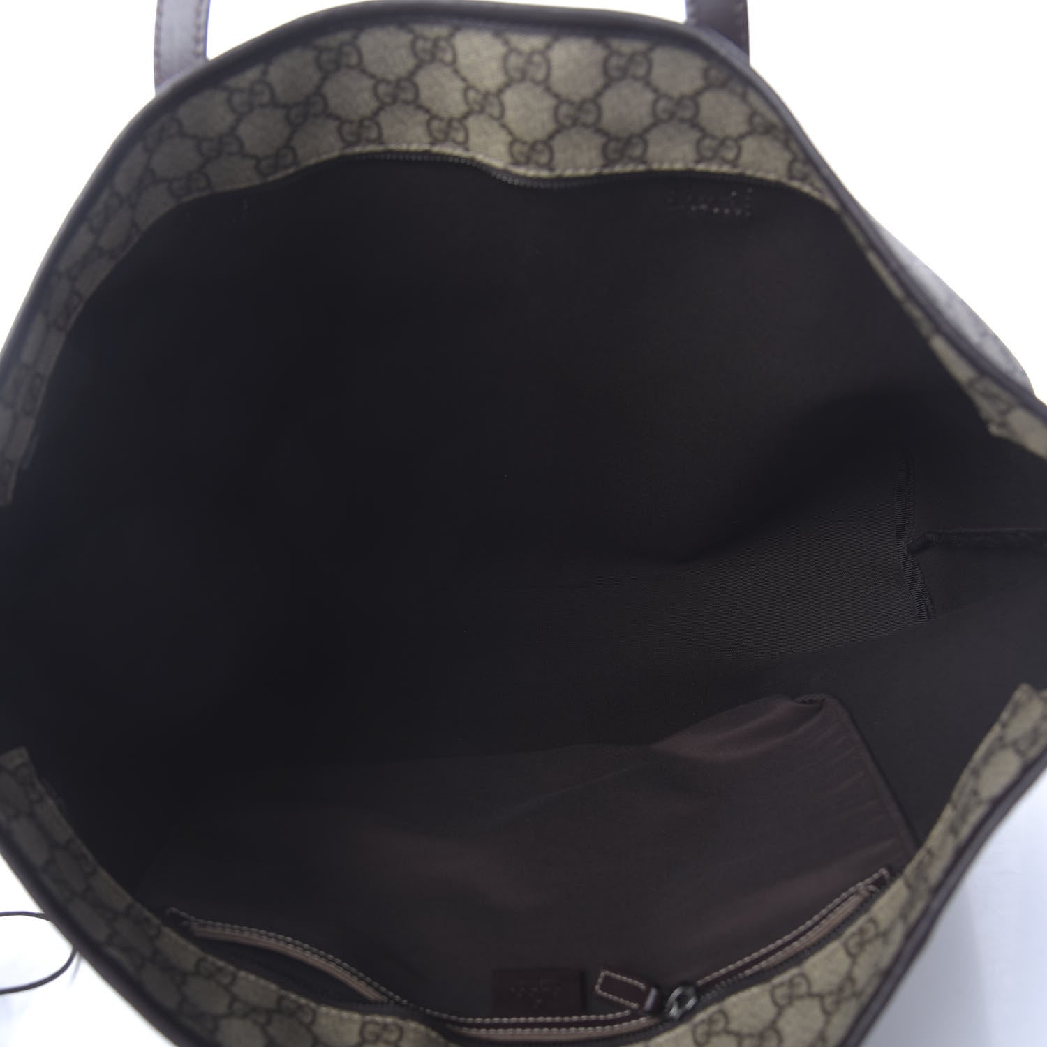 Gucci GG Supreme Monogram Large Zippered Shopping Tote Brown 5 of 11