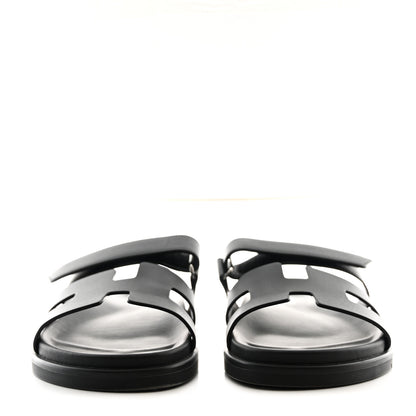 Hermes Calfskin Womens Chypre Sandals 39.5 Black 2 of 8