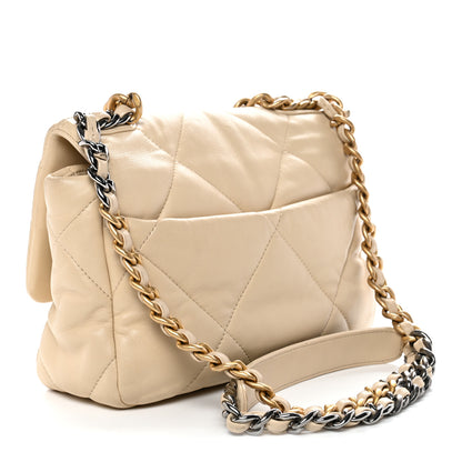 Chanel Lambskin Quilted Medium Chanel 19 Flap Light Beige 3 of 12