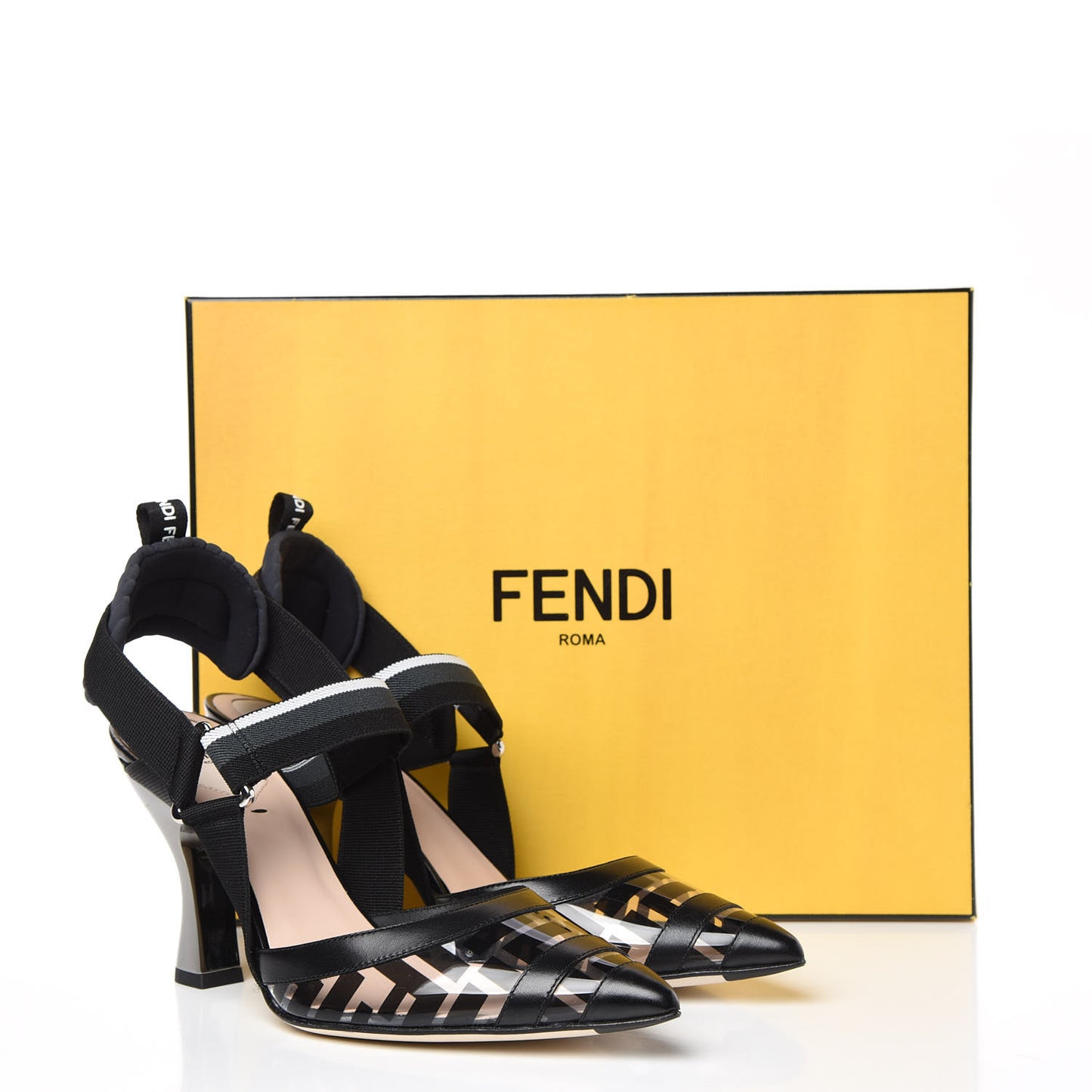 PVC Vitello FF Colibri 85mm Slingback Pumps 38.5 Transparent Black