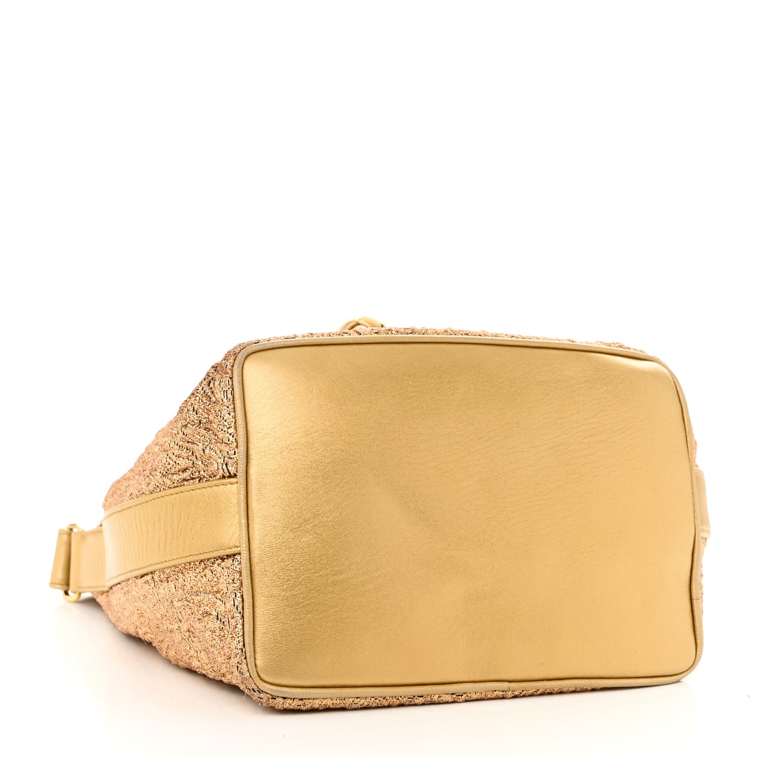 Chanel Metallic Brocade Lambskin CC Drawstring Bag Gold 5 of 12