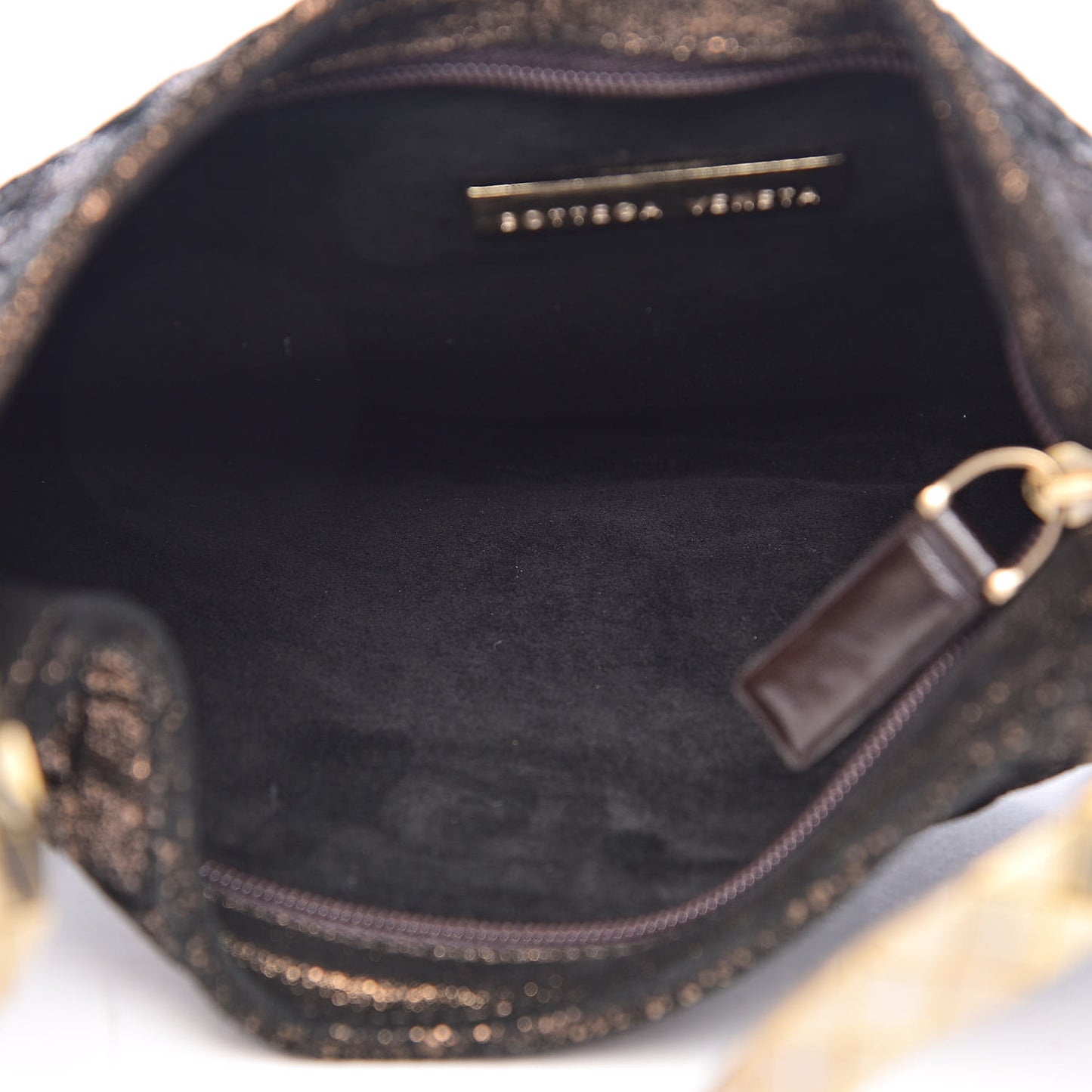 Metallic Intrecciato Small Shoulder Bag Bronze