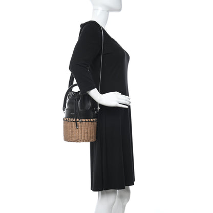 Saint Laurent Calfskin Wicker Small Bahia Bucket Bag Black 2 of 10