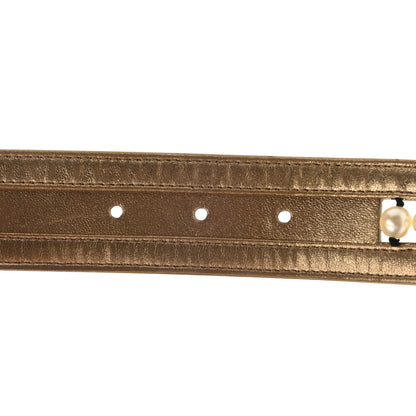 Chanel Metallic Lambskin Pearl CC Belt 80 32 Gold 4 of 5