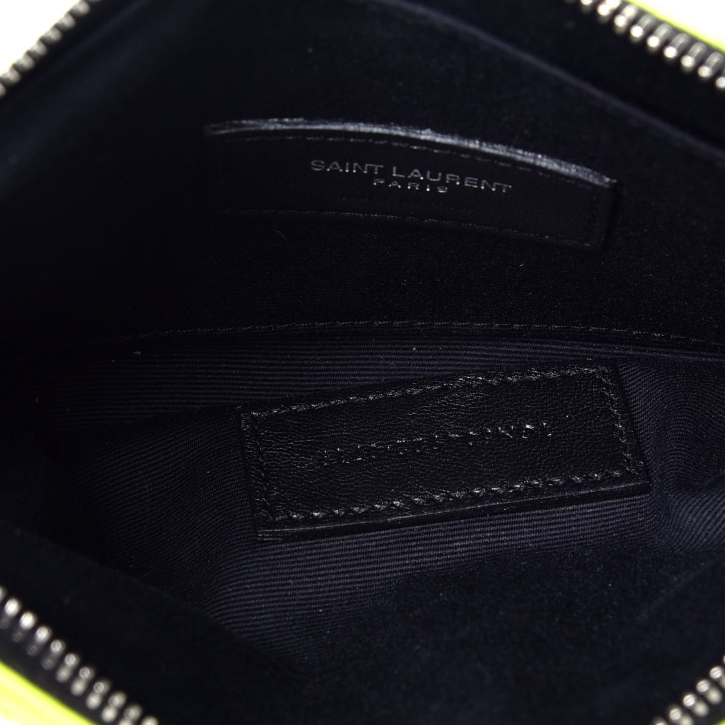 Patent Grain De Poudre Matelasse Chevron Monogram Bill Pouch Neon Yellow
