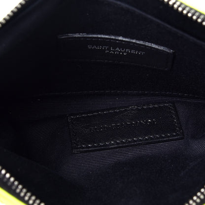 Saint Laurent Patent Grain De Poudre Matelasse Chevron Monogram Bill Pouch Neon Yellow 5 of 7