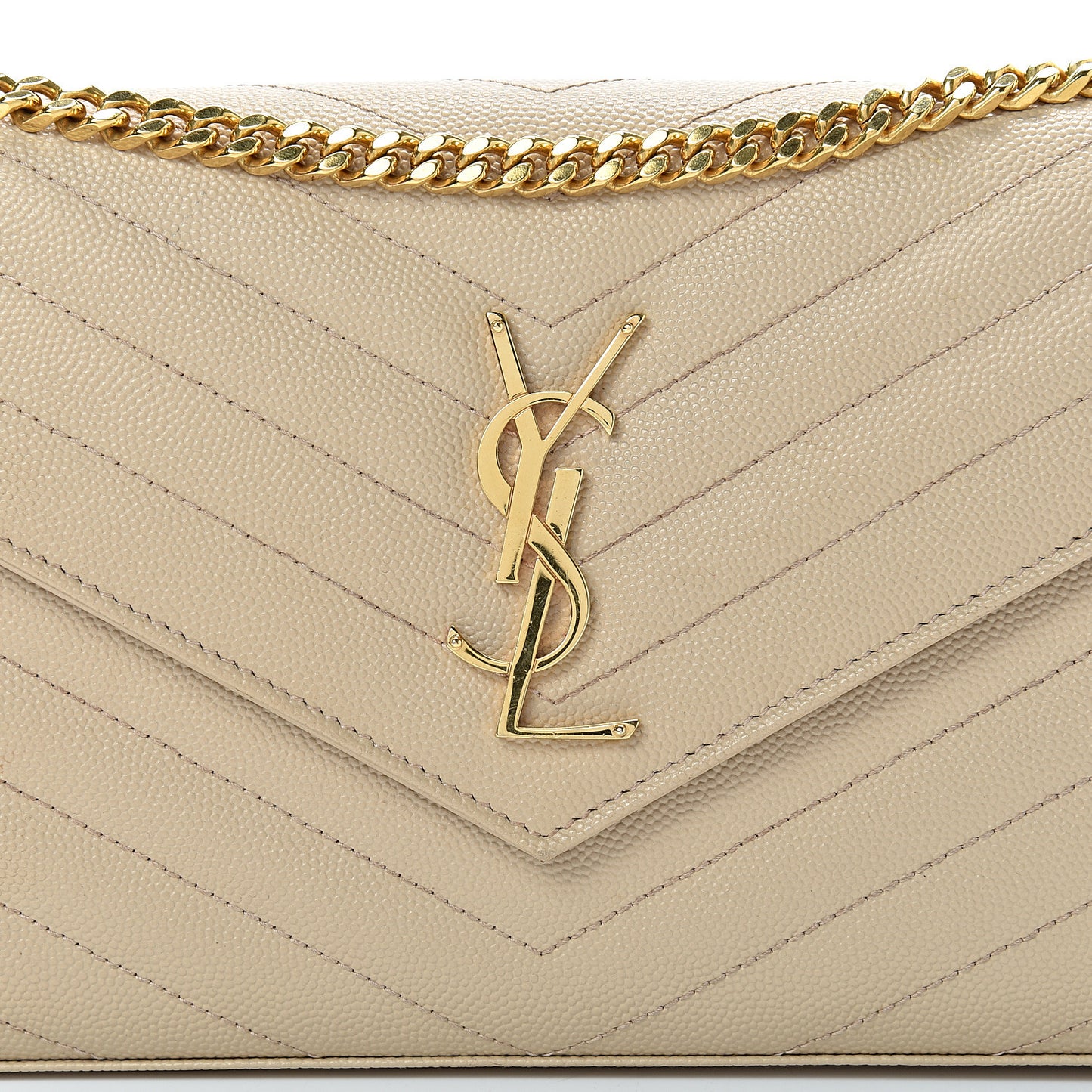 Grain De Poudre Matelasse Chevron Monogram Chain Wallet Nude Powder