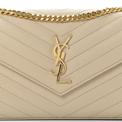 Saint Laurent Grain De Poudre Matelasse Chevron Monogram Chain Wallet Nude Powder 8 of 15