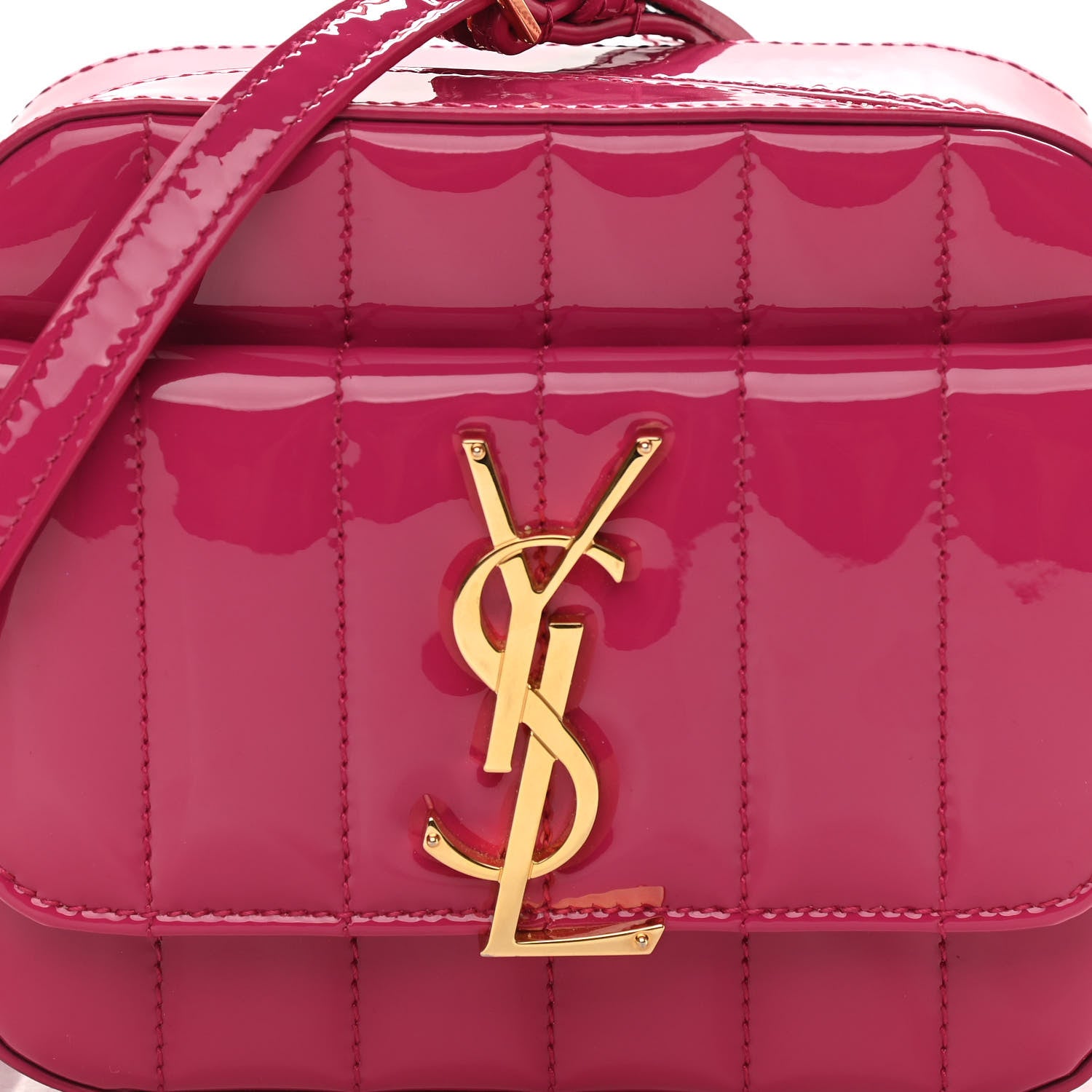 Saint Laurent Patent Matelasse Monogram Toy Vicky Camera Bag Bubblegum 10 of 10