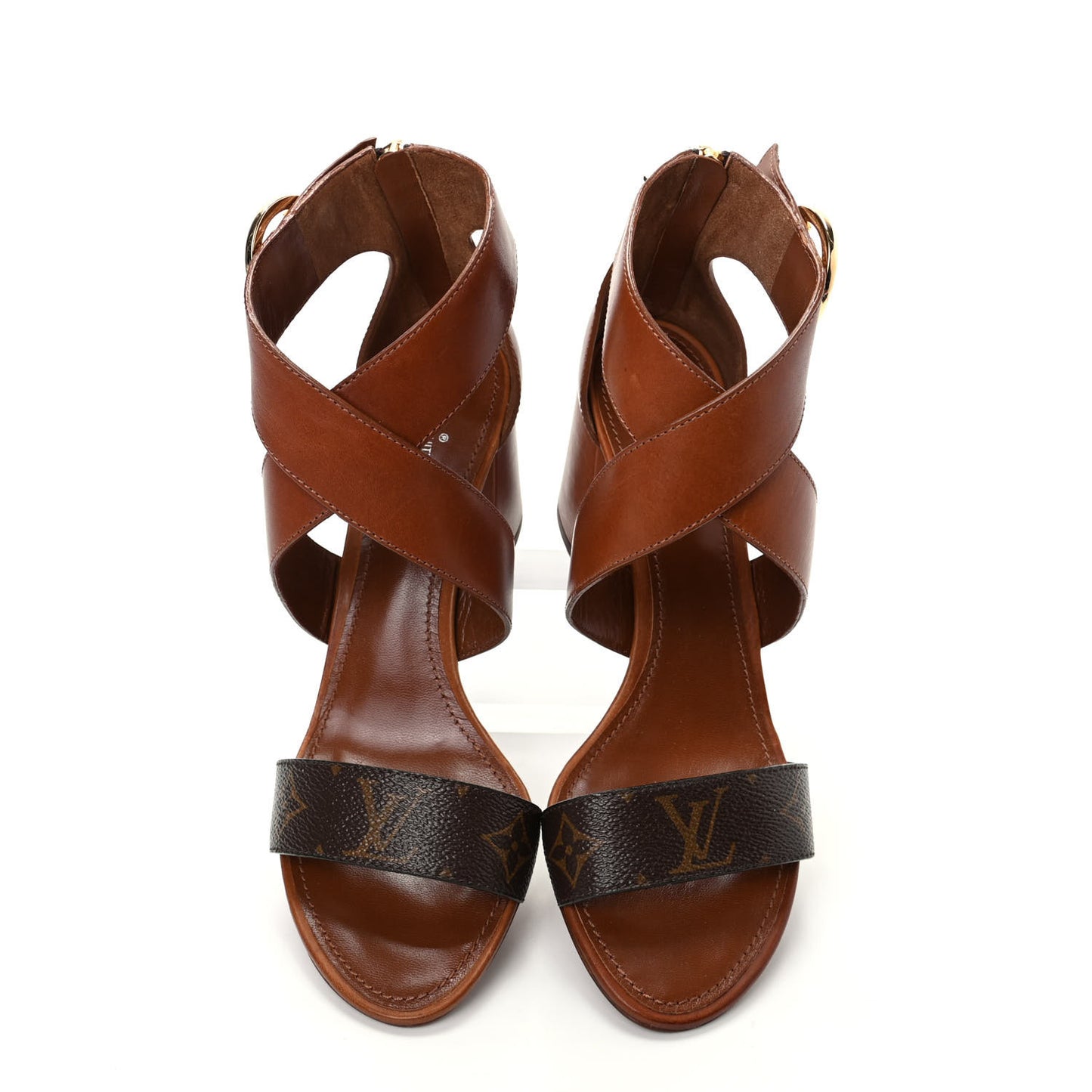 Calfskin Monogram Horizon Sandals 39 Cognac Brown