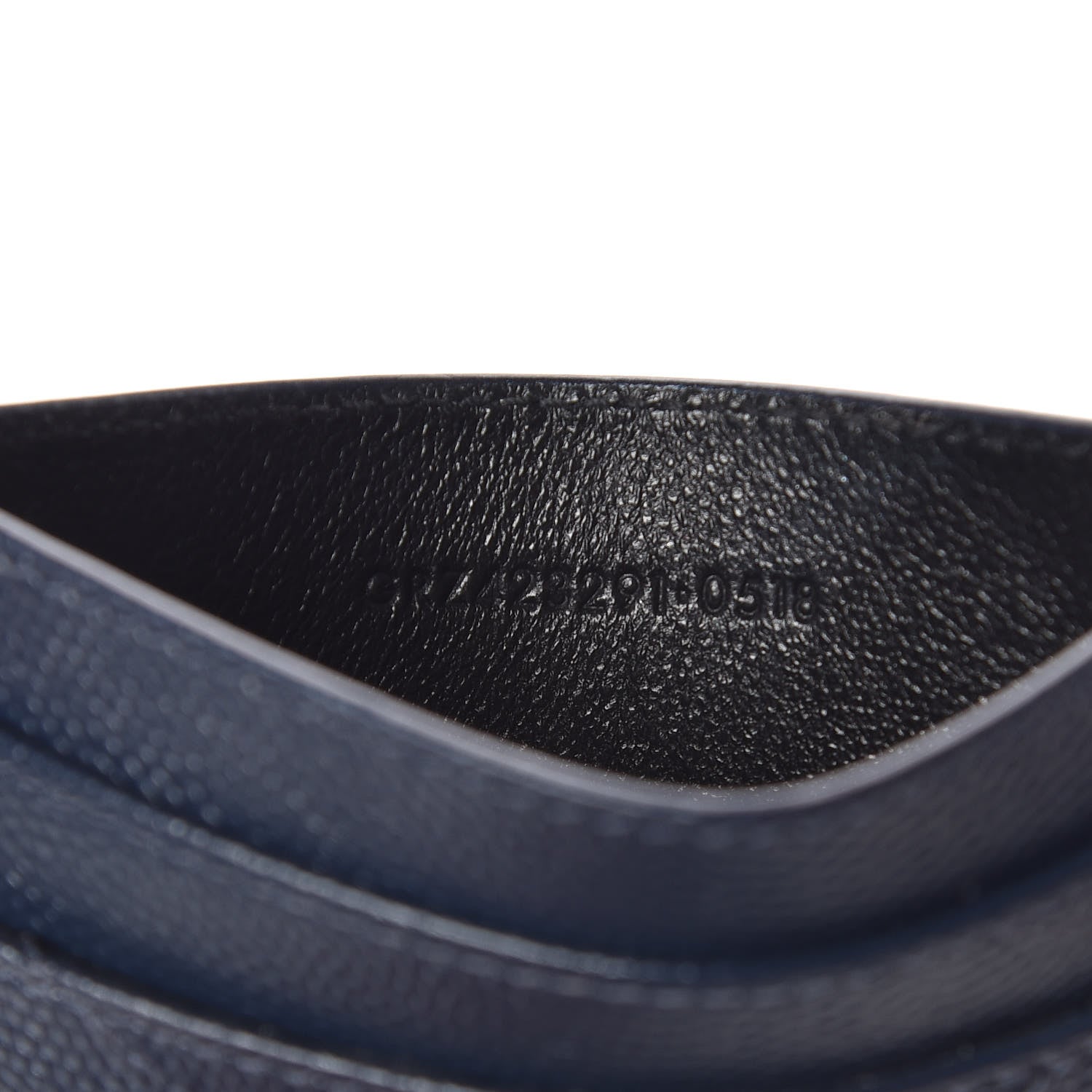 Saint Laurent Grain De Poudre Matelasse Chevron Monogram Credit Card Case Navy 7 of 9