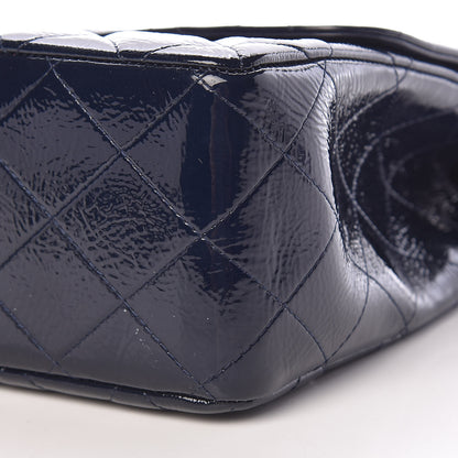 Chanel Distressed Patent Quilted Jumbo Single Flap Navy 10 of 15