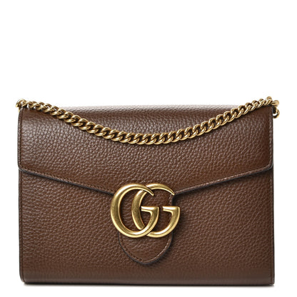 Gucci Cellarius Calfskin GG Marmont Chain Wallet Nut Brown 1 of 13