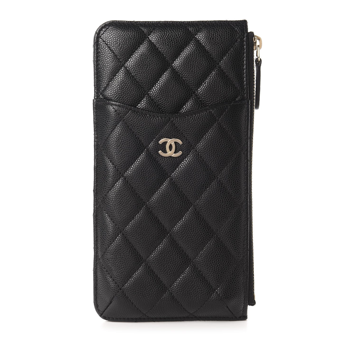 Caviar Quilted Classic Flat Wallet Pouch Black