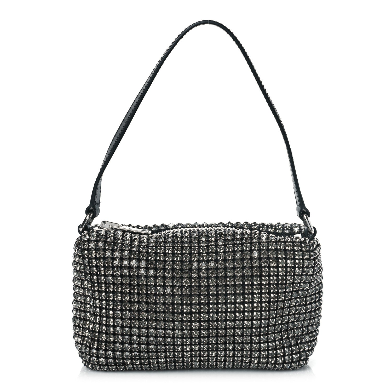 Alexander Wang Mesh Crystal Rhinestone Mini Heiress Pouch Black Silver 1 of 9