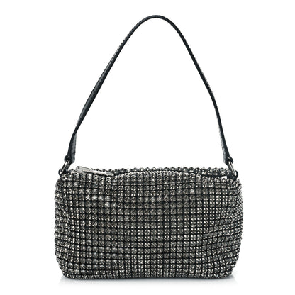 Alexander Wang Mesh Crystal Rhinestone Mini Heiress Pouch Black Silver 1 of 9