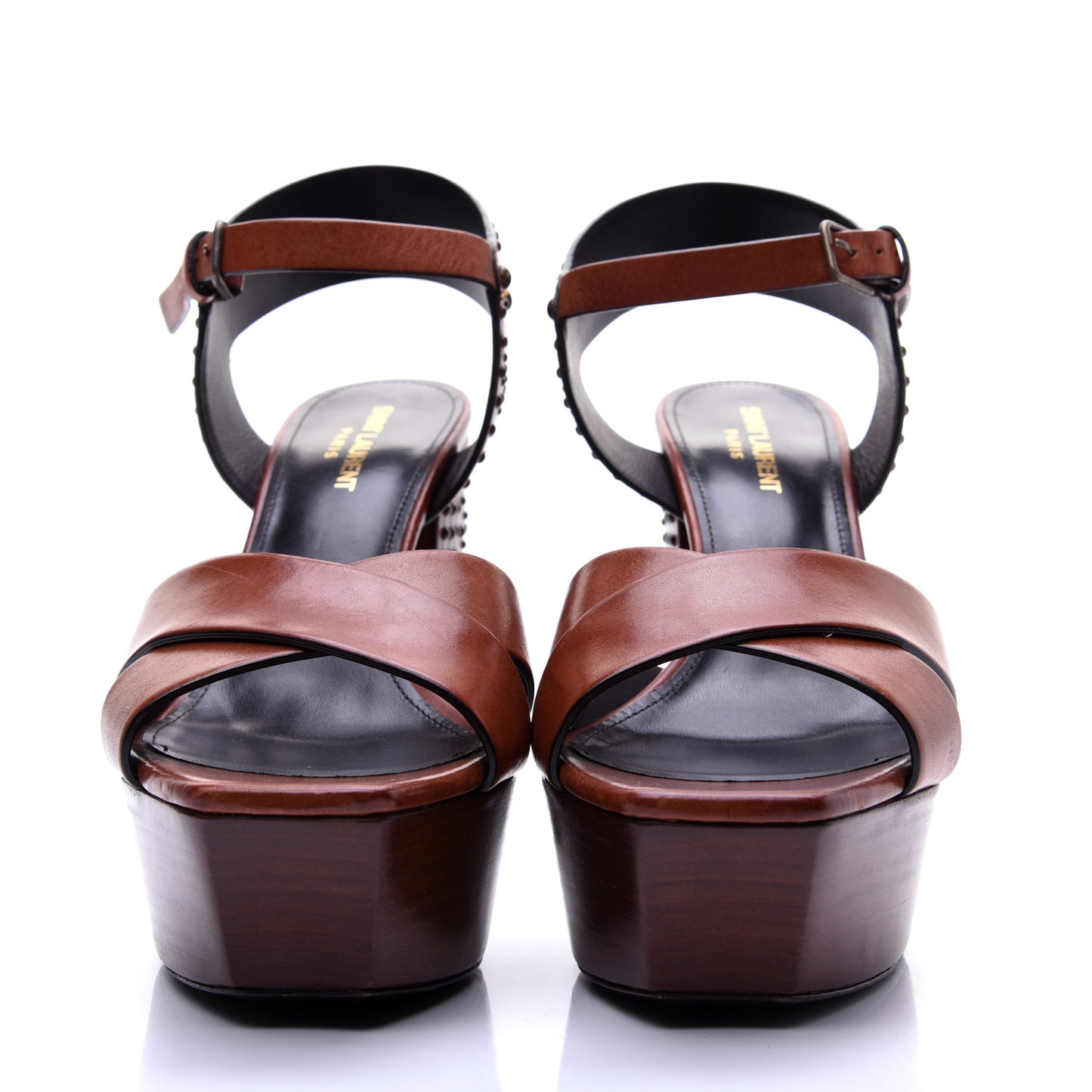 Calfskin Studded Farrah 80 Platform Sandals 40 Brown