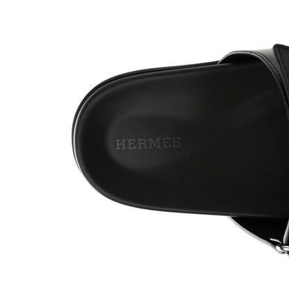 Hermes Calfskin Womens Chypre Sandals 39 Black 7 of 9