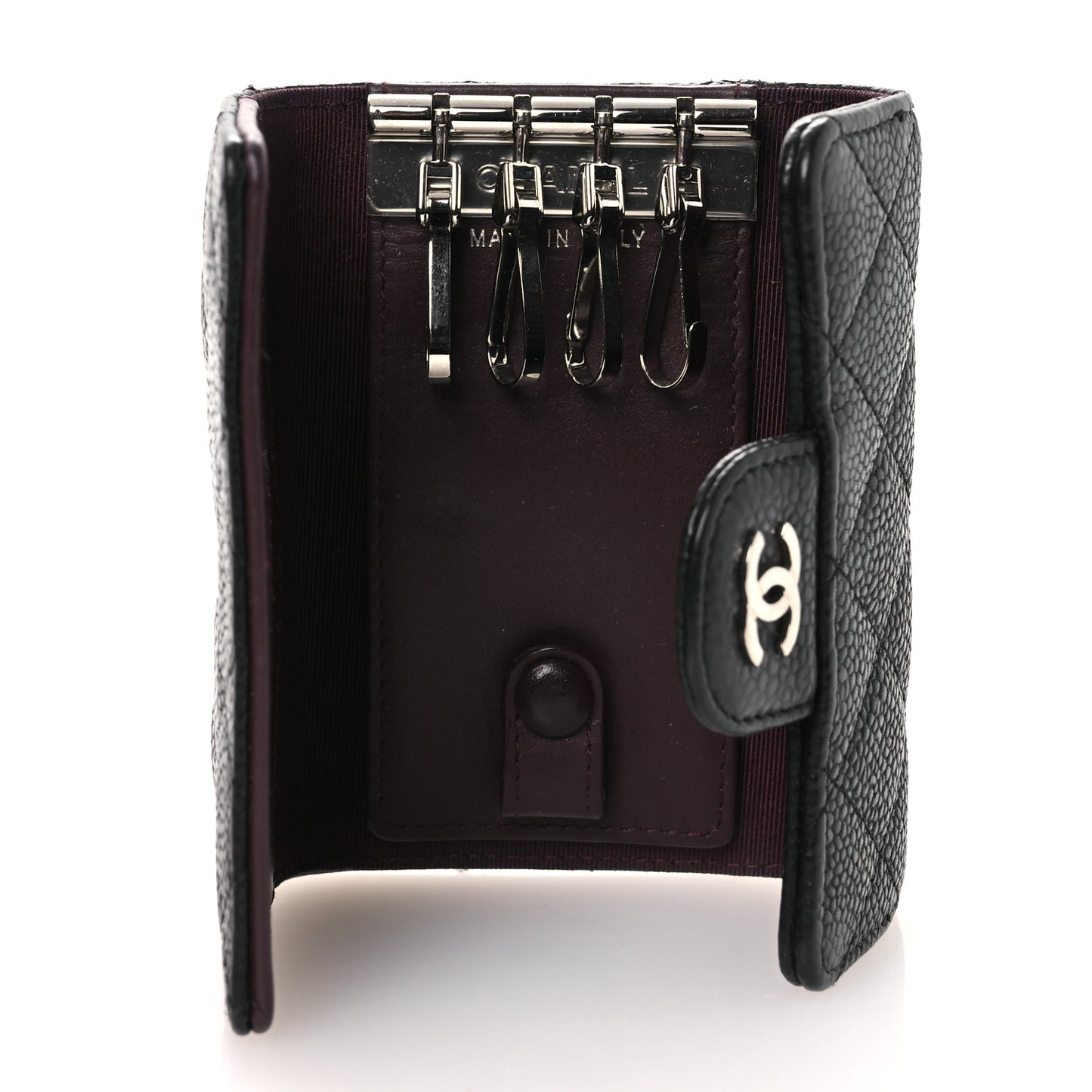 Caviar Quilted Classic 4 Key Holder Wallet Black