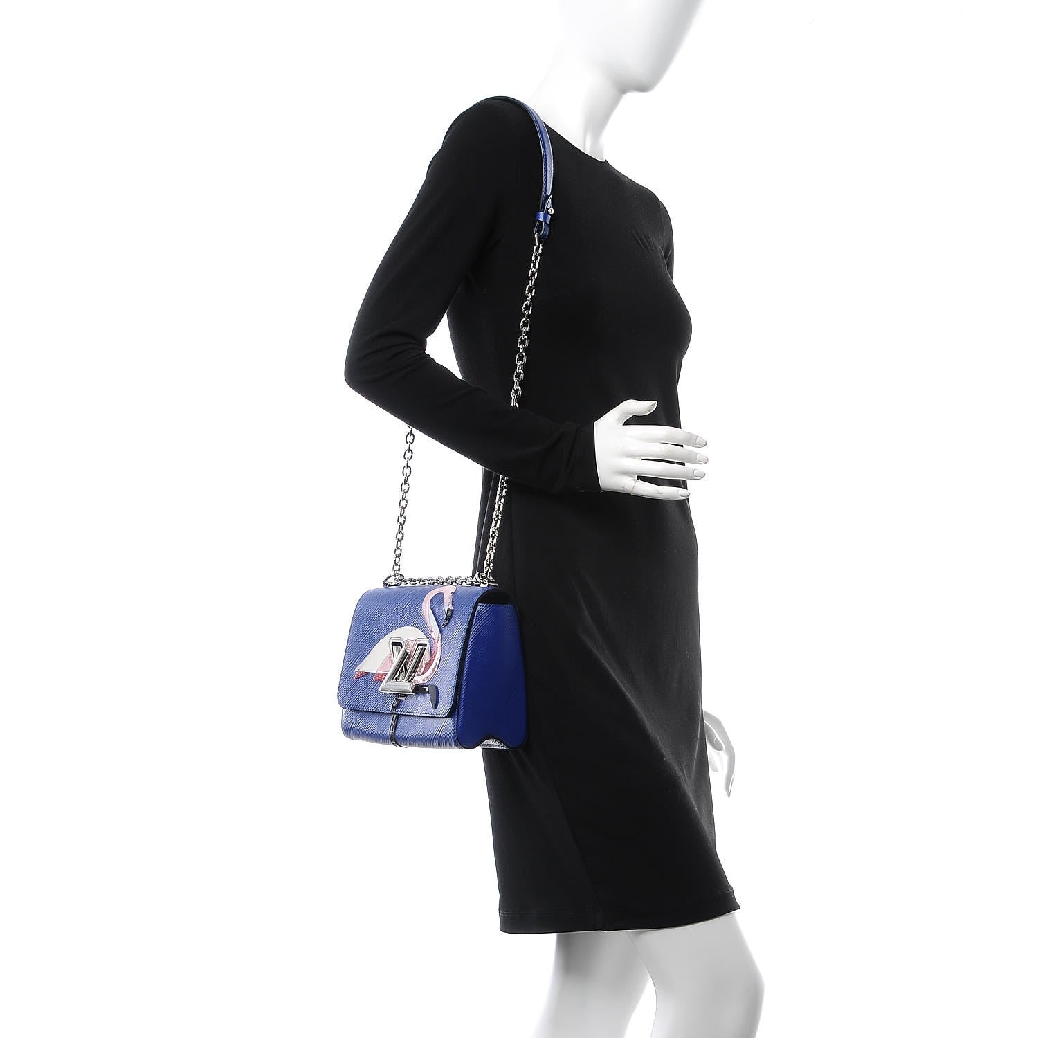 Louis Vuitton Epi Flamingo Twist Shoulder Bag MM Blue 2 of 9