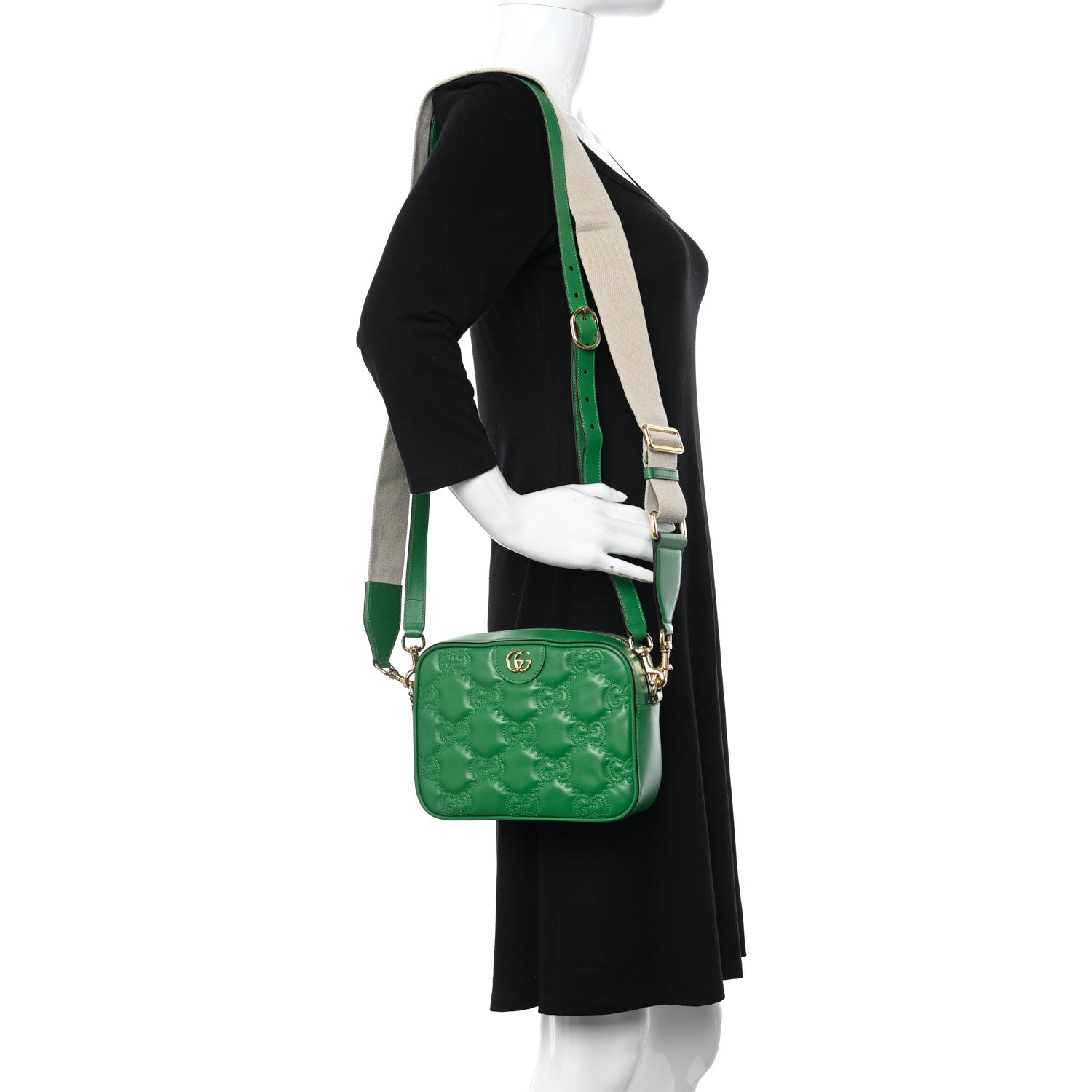 Gucci Calfskin GG Matelasse Shoulder Bag Spring Green Natural 2 of 12