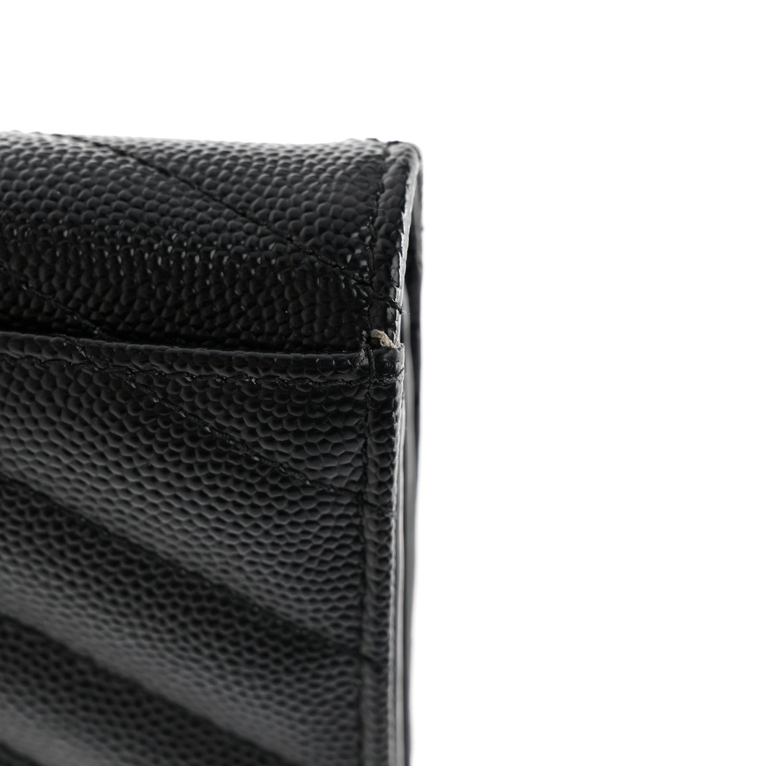 Saint Laurent Grain De Poudre Matelasse Chevron Monogram Card Case Black 8 of 10