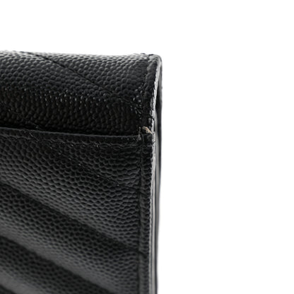 Saint Laurent Grain De Poudre Matelasse Chevron Monogram Card Case Black 8 of 10