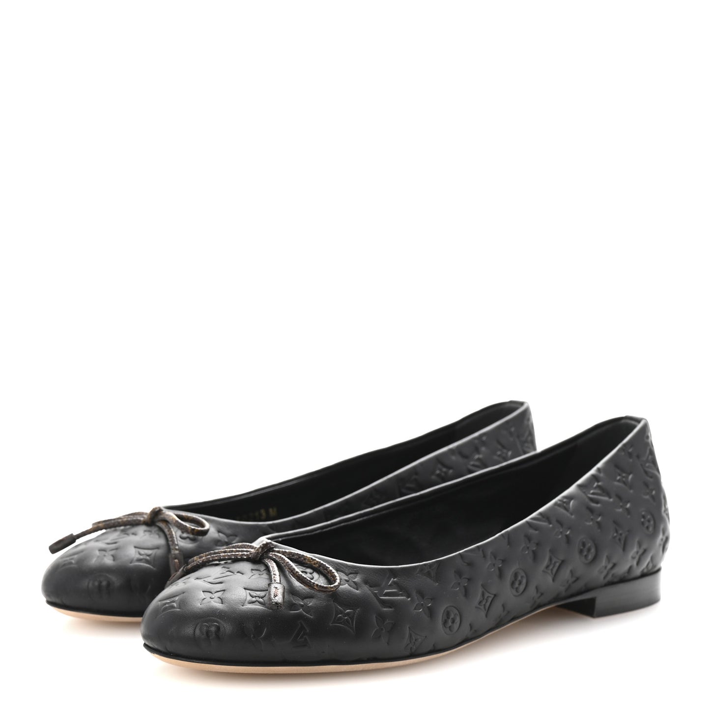 Calfskin Monogram Embossed Nina Ballerina Flats 36 Black