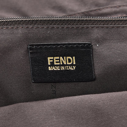 Fendi Crumpled Calfskin Fringe Large Convertible Baguette Black 6 of 18
