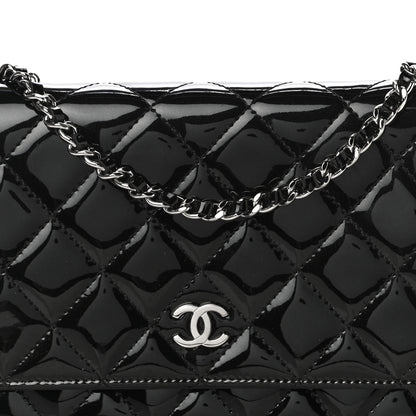 Chanel Patent Quilted Wallet On Chain WOC Black 8 of 11