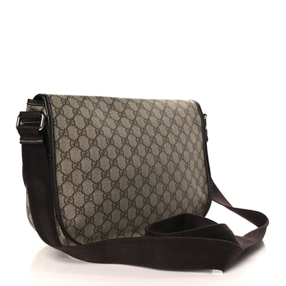 Gucci GG Plus Monogram Medium Double Buckle Flap Messenger Bag Beige Dark Brown 3 of 10