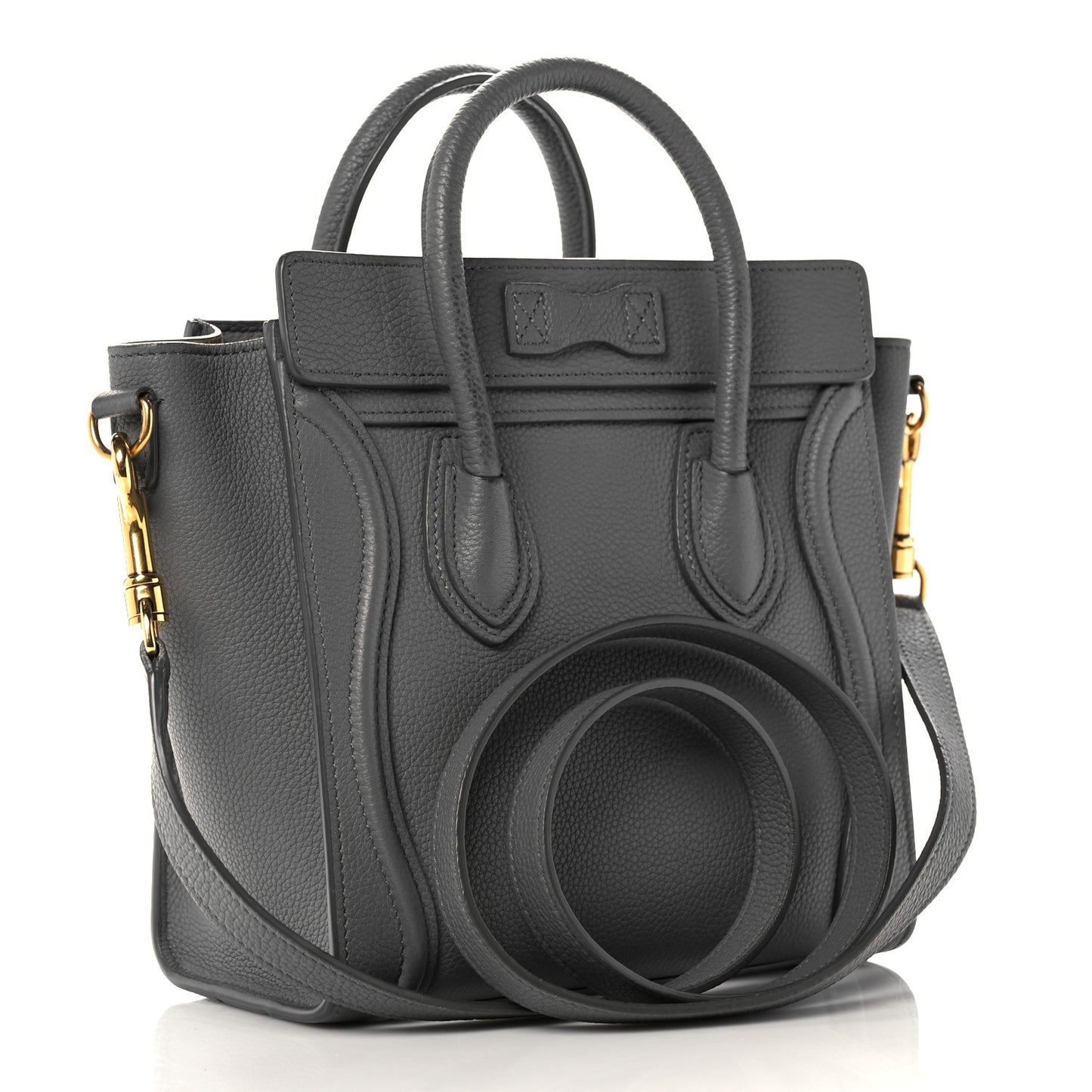 Drummed Calfskin Nano Luggage Kohl
