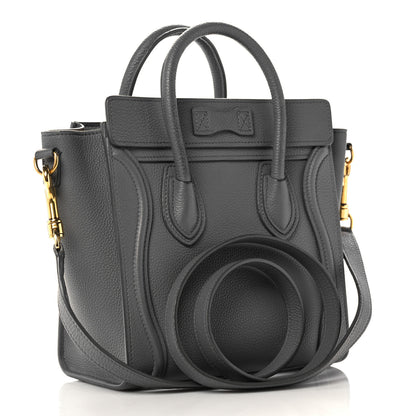 Celine Drummed Calfskin Nano Luggage Kohl 3 of 13